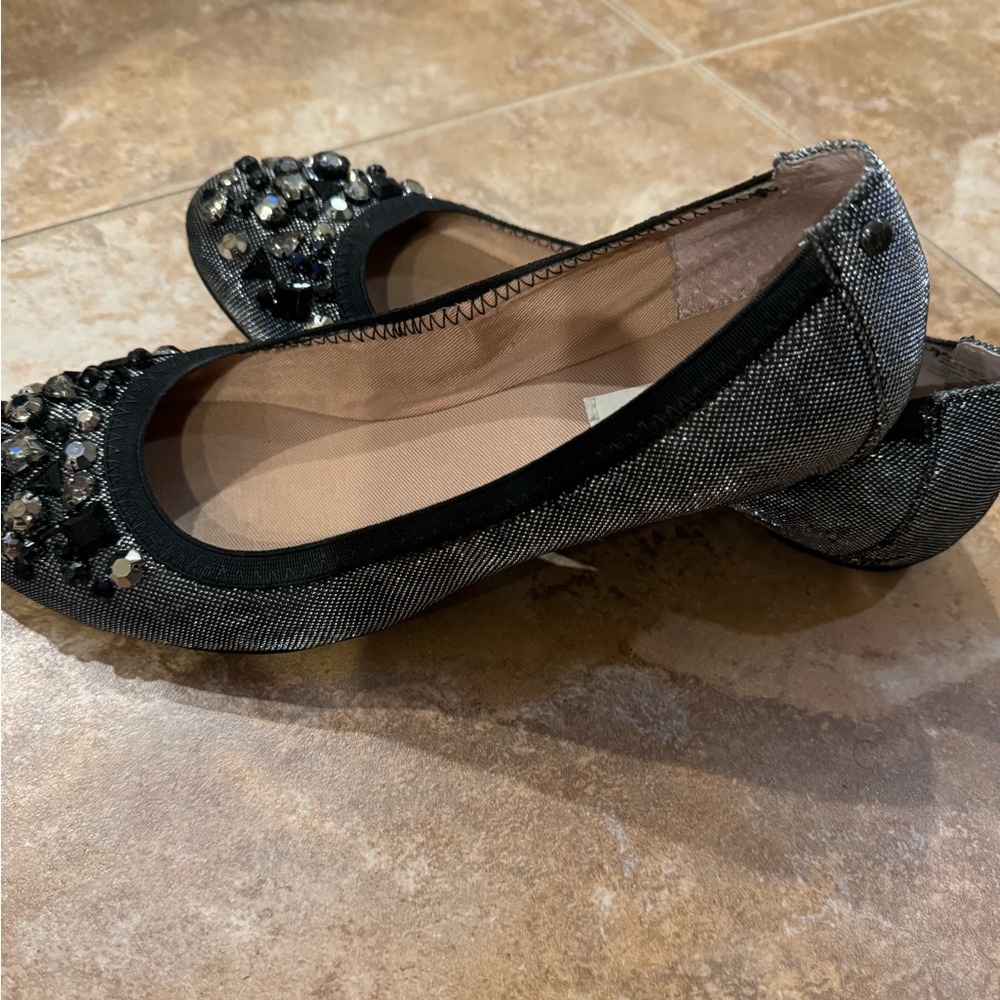 Black/silver flats size 9